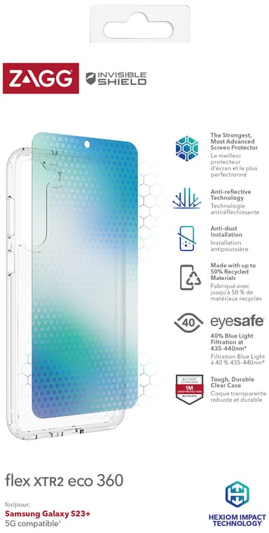 Zagg Flex XTR2 Eco 360 Samsung S23+ suojakuori ja näytönsuoja