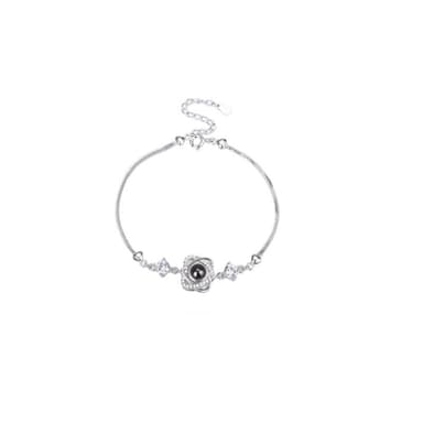 S925 Hopearannekoru ""I love you"" 100 kielellä Hopea