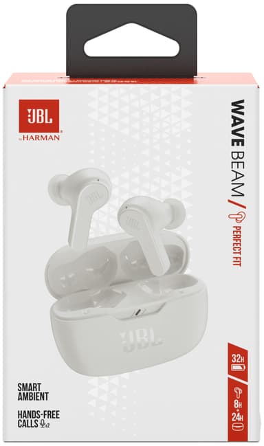 JBL Wave Beam täysin langattomat in-ear kuulokkeet (valkoinen)