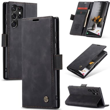 CaseMe Smart Magnet FlipCase Samsung Galaxy S23 Ultra - Musta