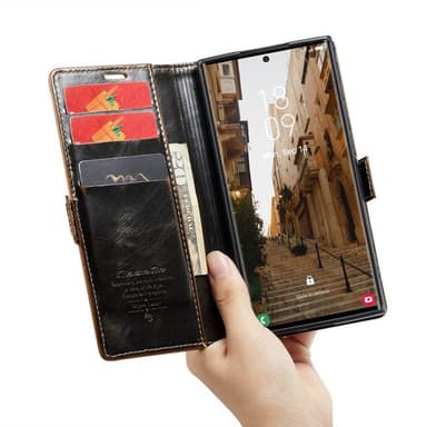 CaseMe Lompakkokotelo 3-kortti Samsung Galaxy S23 Ultra - Ruskea