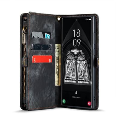 CaseMe Lompakkokotelo 11-kortti Samsung Galaxy S23 Ultra - Musta/Harma