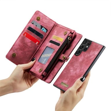 CaseMe Lompakkokotelo 11-kortti Samsung Galaxy S23 Ultra - Punainen