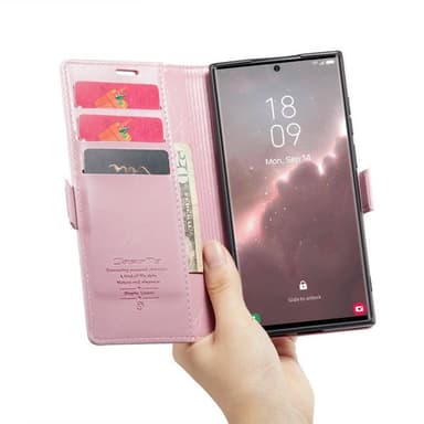 CaseMe Lompakkokotelo 3-kortti Samsung Galaxy S23 Ultra - Vaaleapinkki