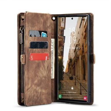 CaseMe Lompakkokotelo 11-kortti Samsung Galaxy S23 Ultra - Ruskea