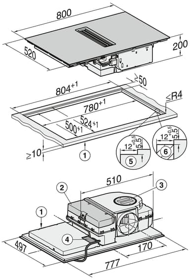 Miele induktiotaso integroidulla liesituulettimella KMDA 7272 FL-U