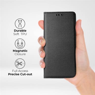 Telone Smart Book Magnet Motorola Moto E32s - Musta