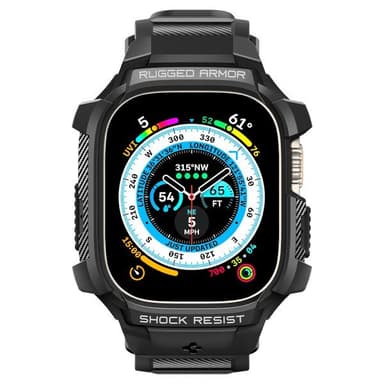 Spigen Apple Watch Ultra Kuori Ranneke Rugged Armor Pro Musta