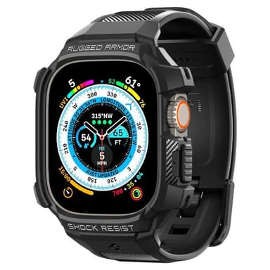 Spigen Apple Watch Ultra Kuori Ranneke Rugged Armor Pro Musta