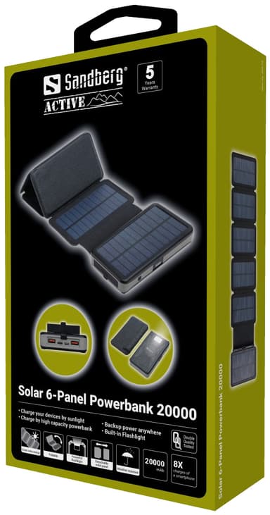 Sandberg Solar 6-paneelinen laturi + varavirtalähde