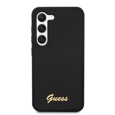 Guess Samsung Galaxy S23 Kuori Liquid Silicone Metal Logo Musta