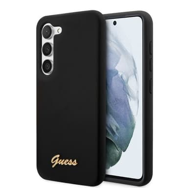 Guess Samsung Galaxy S23 Plus Kuori Liquid Silicone Metal Logo Musta