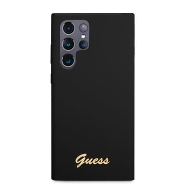Guess Samsung Galaxy S23 Ultra Kuori Liquid Silicone Metal Logo Musta