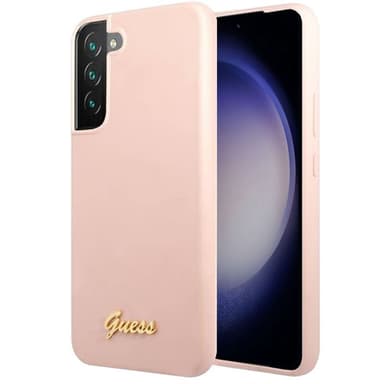 Guess silicone script metal logo Samsung Galaxy S23 - Pink