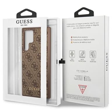 Guess Hardcase 4G metal gold logo Samsung Galaxy S23 Ultra - Ruskea