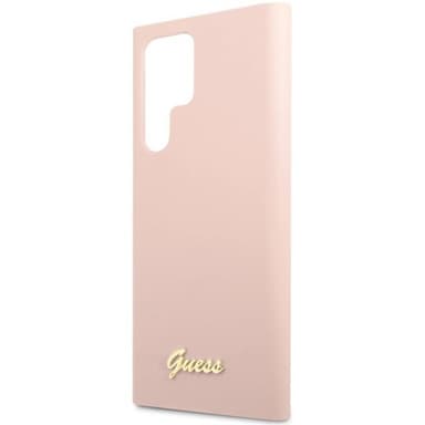 Guess silicone script metal logo Samsung Galaxy S23 Ultra - Pink