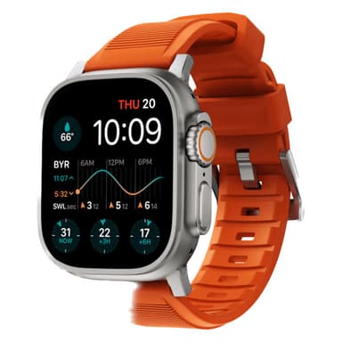 NOMAD Apple Watch 42/44/45mm/Apple Watch Ultra Ranneke Rugged Band Ultra Orange Silver