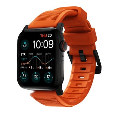 NOMAD Apple Watch 42/44/45mm/Apple Watch Ultra Ranneke Rugged Band Ultra Orange Svart