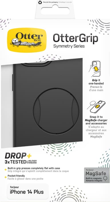 Otterbox OtterGrip Symmetry MagSafe iPhone 14 Plus suojakuori (musta)