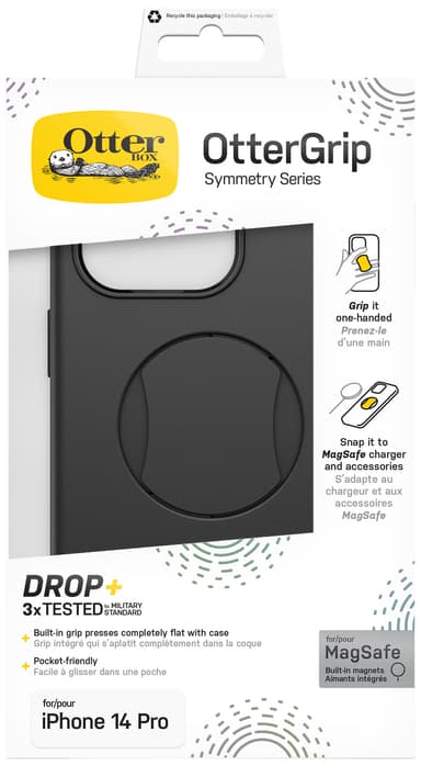 Otterbox OtterGrip Symmetry MagSafe iPhone 14 Pro suojakuori (musta)