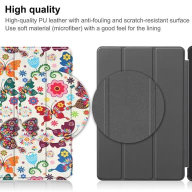 Nokia T21 Trifold Stand Sleep Wake -tabletin suojakotelo - Perhoset