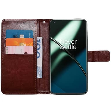 Lompakkokotelo 3-kortti OnePlus 11 - Ruskea