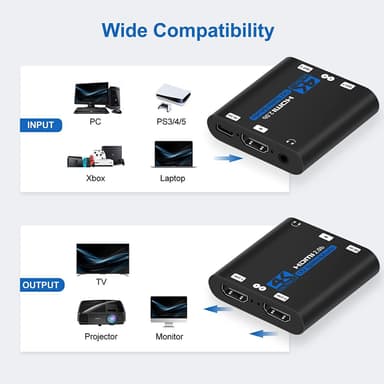 HDMI 2.0 -jakaja 1 portti 2 ulostuloon 4K60HZ Musta