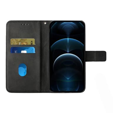 SKALO Samsung S23 Kohokuvioitu PU Nahka Lompakkokotelo - Musta