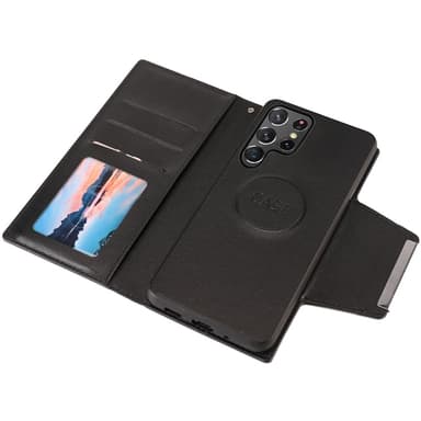SKALO Samsung S23 Ultra DOLIZMA 2 in 1 magneettinen lompakkokotelo - Musta