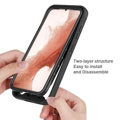 SKALO Samsung S23 Iskunkestävä Clear Hybridi Suojakuori - Musta
