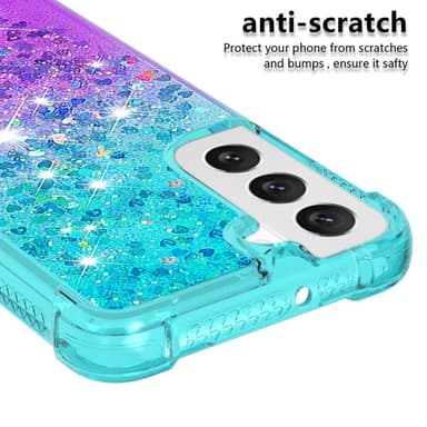 SKALO Samsung S23 Plus Juoksuhiekka Glitter Sydämet TPU kuori - Turkoosi-Violetti