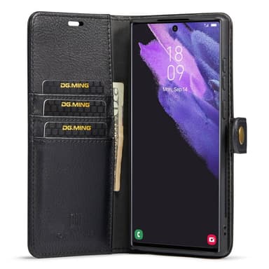 DG MING Samsung S23 Ultra 2-in-1 magneetti lompakkokotelo - Musta