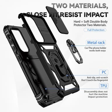SKALO Samsung S23 Plus Armor hybridi metallirengas kameran liukusäädin - - Musta