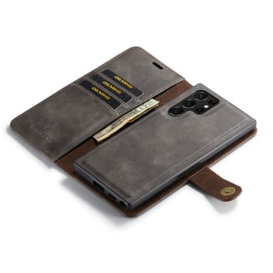 DG MING Samsung S23 Ultra 2-in-1 magneetti lompakkokotelo - Harmaa