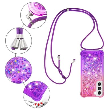SKALO Samsung S23 Juoksuhiekka Glitter Mobile kaulapanta - Pinkki-Violetti