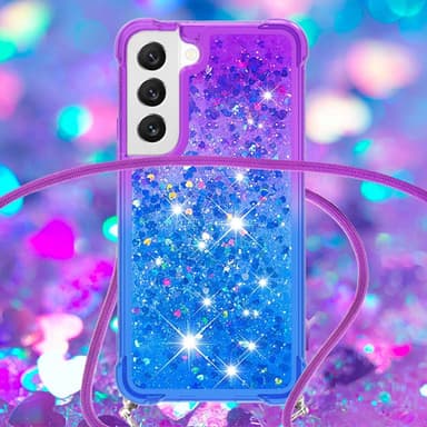 SKALO Samsung S23 Juoksuhiekka Glitter Mobile kaulapanta - Violetti-Sininen