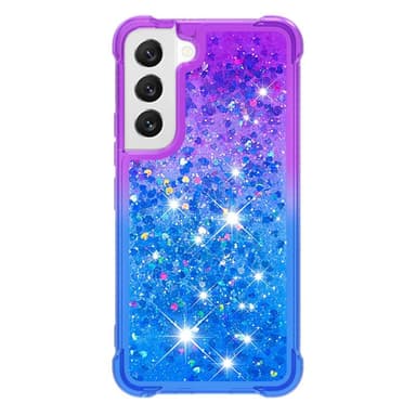 SKALO Samsung S23 Juoksuhiekka Glitter Sydämet TPU kuori - Violetti-Sininen