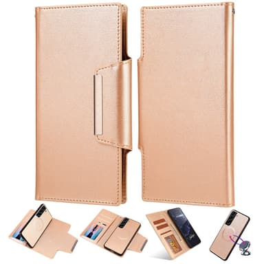 SKALO Samsung S23 Plus DOLIZMA 2 in 1 magneettinen lompakkokotelo - Kulta