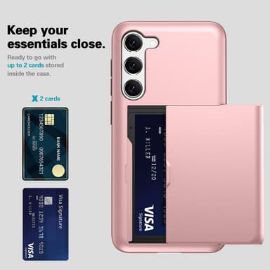 SKALO Samsung S23 Plus Armor Suojakuori korttikotelo - Tummansininen