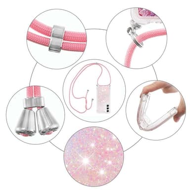 SKALO Samsung S23 Juoksuhiekka Glitter Mobile kaulapanta - Pinkki