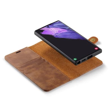 DG MING Samsung S23 Ultra 2-in-1 magneetti lompakkokotelo - Ruskea