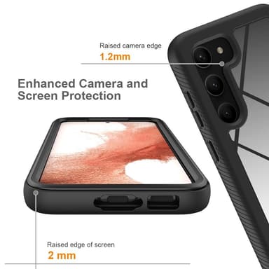 SKALO Samsung S23 Iskunkestävä Clear Hybridi Suojakuori - Musta