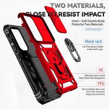 SKALO Samsung S23 Armor hybridi metallirengas kameran liukusäädin - - Punainen