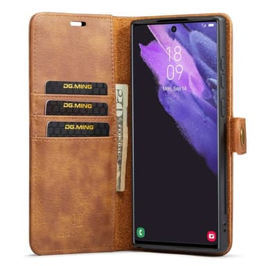 DG MING Samsung S23 Ultra 2-in-1 magneetti lompakkokotelo - Ruskea