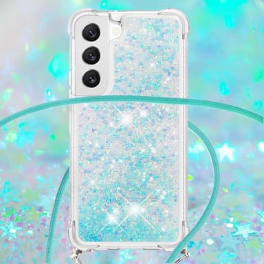 SKALO Samsung S23 Juoksuhiekka Glitter Mobile kaulapanta - Turkoosi