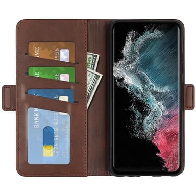 SKALO Samsung S23 Ultra Premium Wallet Lompakkokotelo - Ruskea