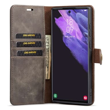 DG MING Samsung S23 Ultra 2-in-1 magneetti lompakkokotelo - Harmaa