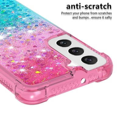 SKALO Samsung S23 Juoksuhiekka Glitter Sydämet TPU kuori - Pinkki-Turkoosi