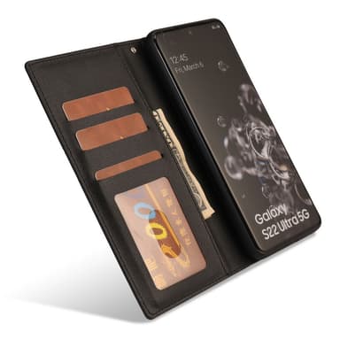SKALO Samsung S23 Ultra DOLIZMA 2 in 1 magneettinen lompakkokotelo - Musta