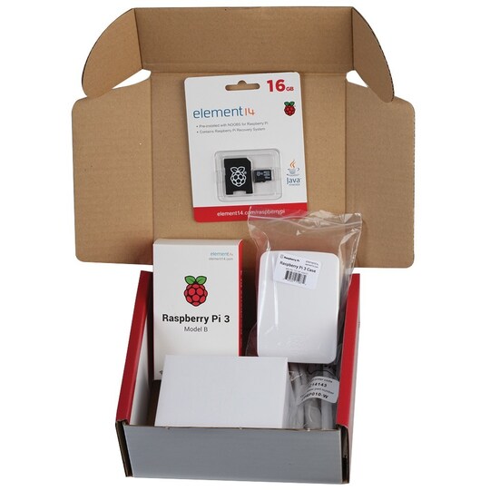 Raspberry Pi 3 aloituspakkaus (valkoinen/punainen)
